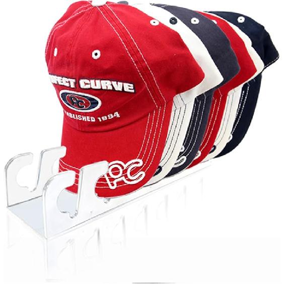 Perfect Curve Cap Rack Stand 2-Pack - Clear, Wall & Tabletop Hat Organizer, Easy Assembly, Scratch-Resistant, Holds 14 Caps. White - 1Pack