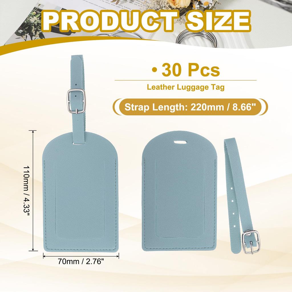 PATIKIL Ledergepäck 30 Stück Gepäck PU Taschenanhänger für Flugreisen Hellblaue Anhänger, Anhänger, Koffer, Essentials,