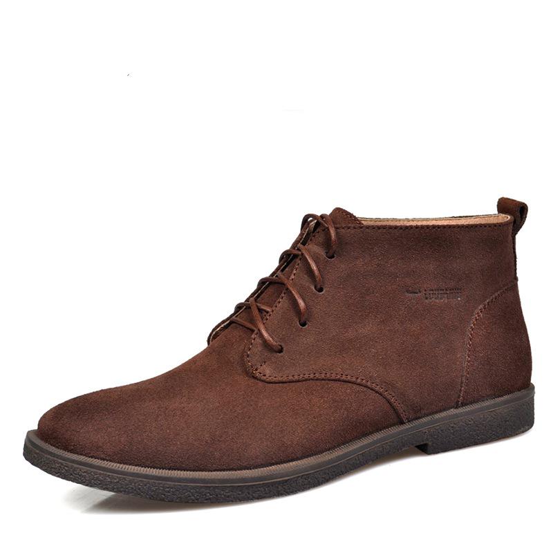 Men's Frosted Leather Mid-Top Winter Desert Boots In British Style