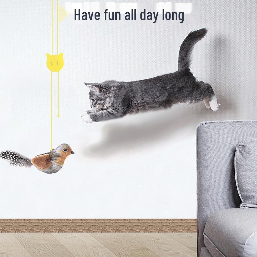 Chirping Bird Cat Teaser Toy with Catnip