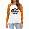 Women's T Shirt Halloween Print Long Sleeve Daily Fashion Basic Round Neck Raglan Sleeve Top