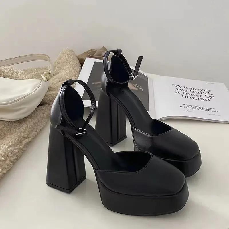 

Fashion Mary Jane Shoes Women New Spring Autumn Thick Heels High Heels Waterproof Platform Hollow Luxury Brand Women s Shoes Pumps 34