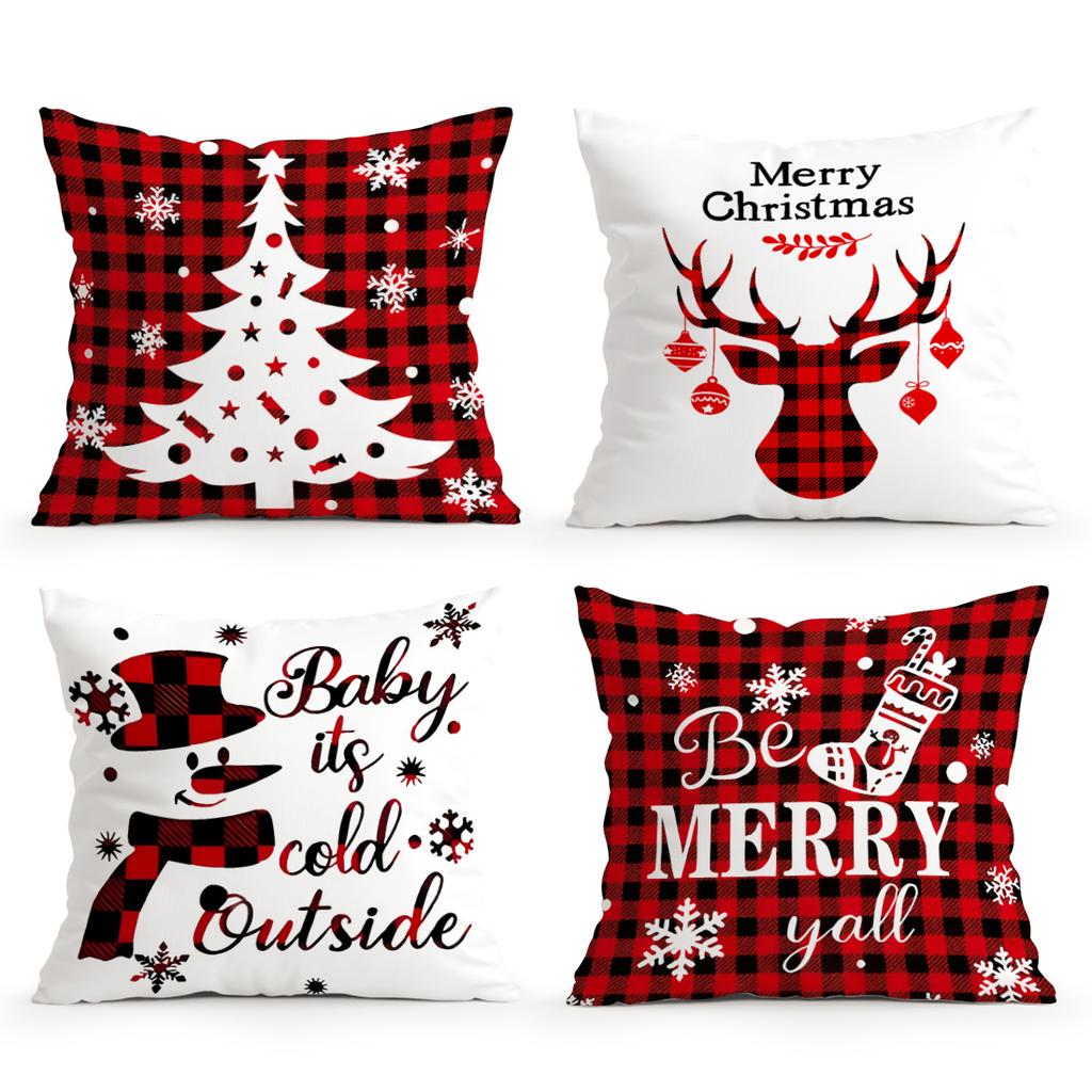 Country Style Christmas Pillowcase Printed Polyester 45x45cm Throw Pillowcover Decorative Sofa Cushion Pillowslip Home Decor