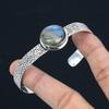 Birthday Gift For Her Natural Labradorite Gemstone Bangle Adjustable 925 Silver
