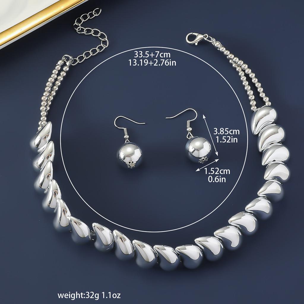 Punk Choker Necklace Earrings for Women Water Drop Chain Jewelry Accessory