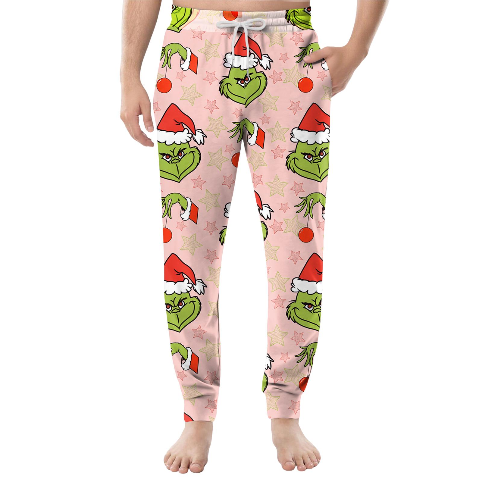 

Мужские повседневные брюки с карманами на кулиске и манжетами, домашние брюки для сна L розовый