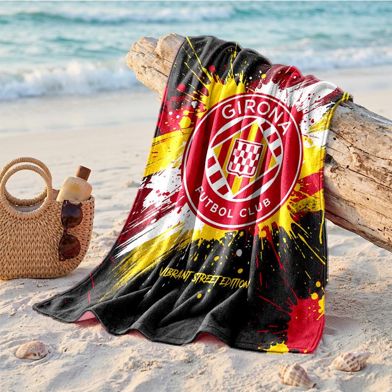 Girona FC Print Microfiber Beach Towel Quick Dry Absorbent Large Towel For Beach Swimming Travel