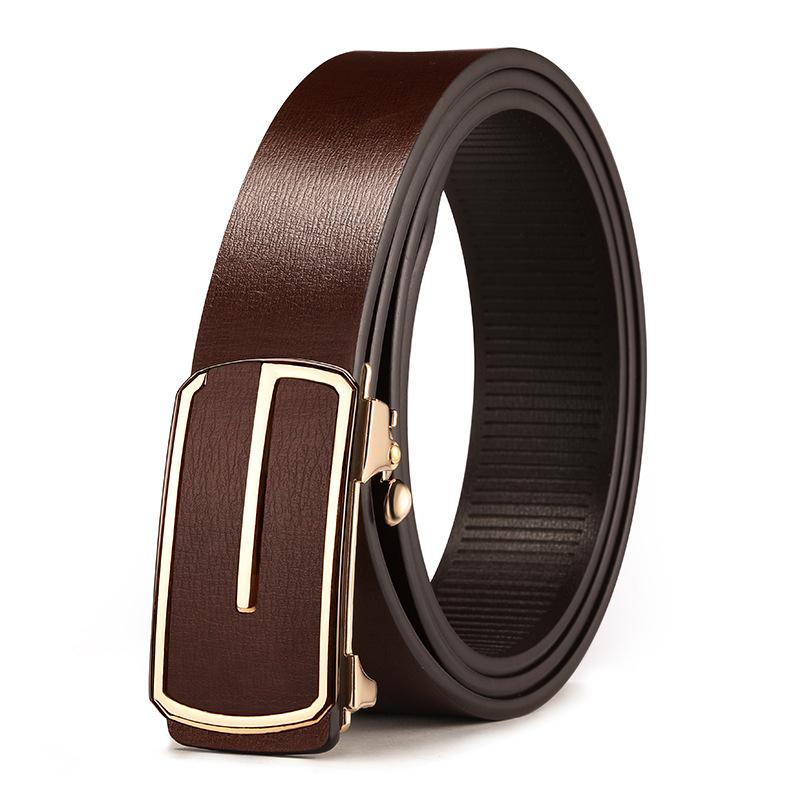 Genuine Leather Toothless Automatic Buckle Leather Belt for Men and Young Men Simple and Versatile Business Casual Trousers