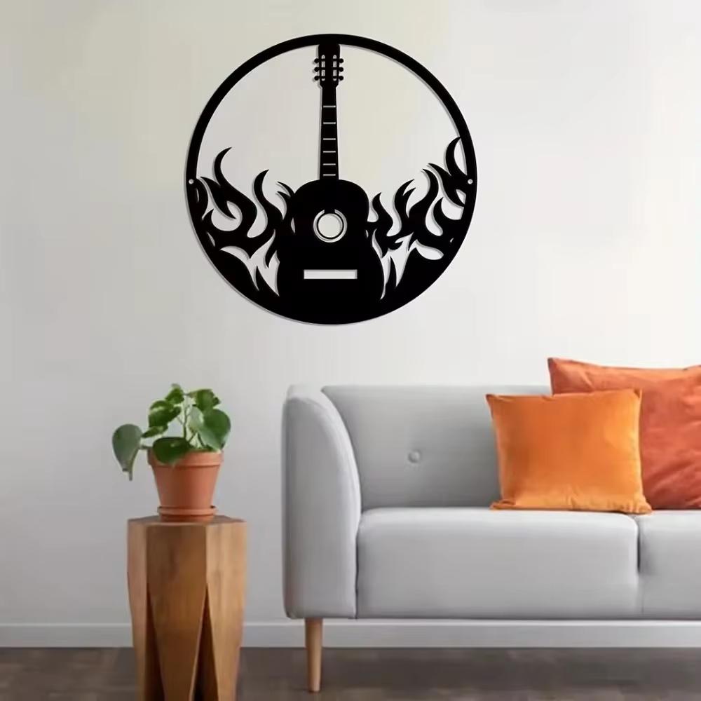 1 Stück Gitarren-Wandkunst, Gitarren-Metallschild, Geschenk für Gitarristen/Band, Raumdeko Musikinstrument-Schild, Moderne Wanddeko