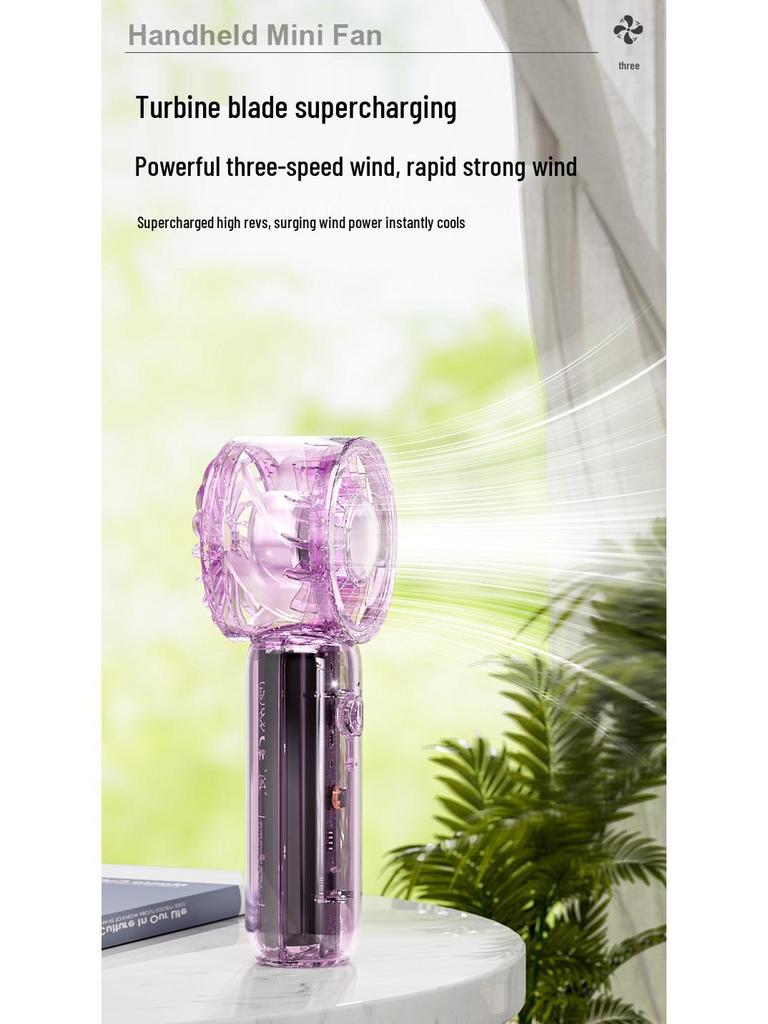 New Compact Mecha Style Transparent Handheld Fan - Portable Pocket Fan with High Wind Power for Commuting