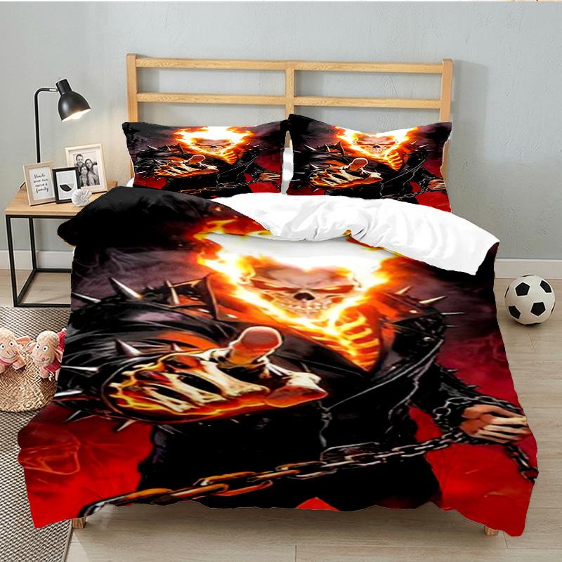 Rider On Fire 3PCS Bedding set,Ideal for 1pc Duvet Cover And 2pcs Pillowcases Perfect for Fan gift,Ideal for Bedroom, Dormitory
