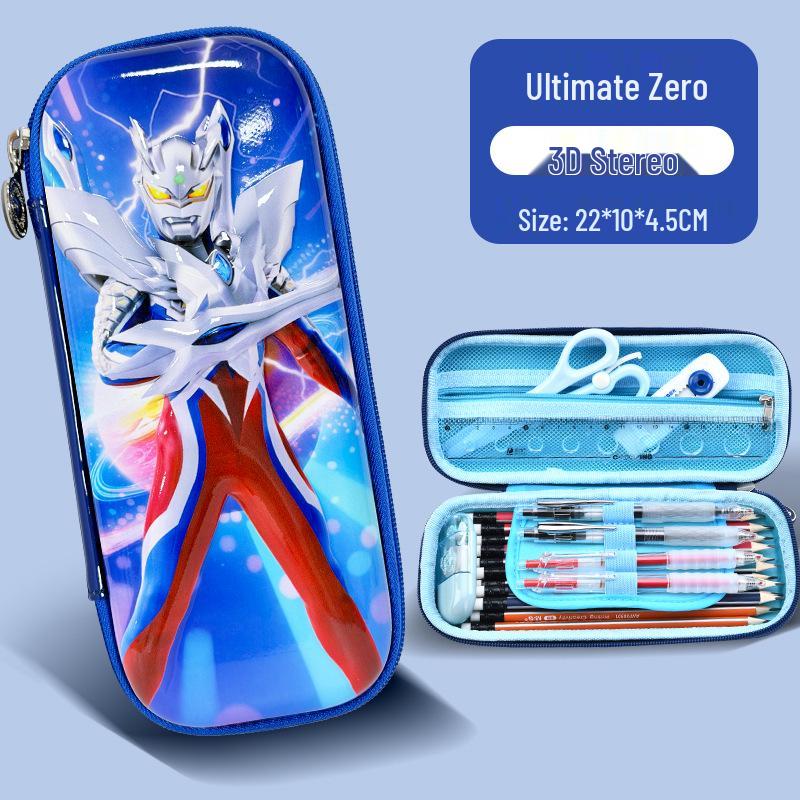 Waterproof Ultraman Cartoon Pencil Case for Kindergarten and Primary School Kids - Large Capacity Stationery Organizer