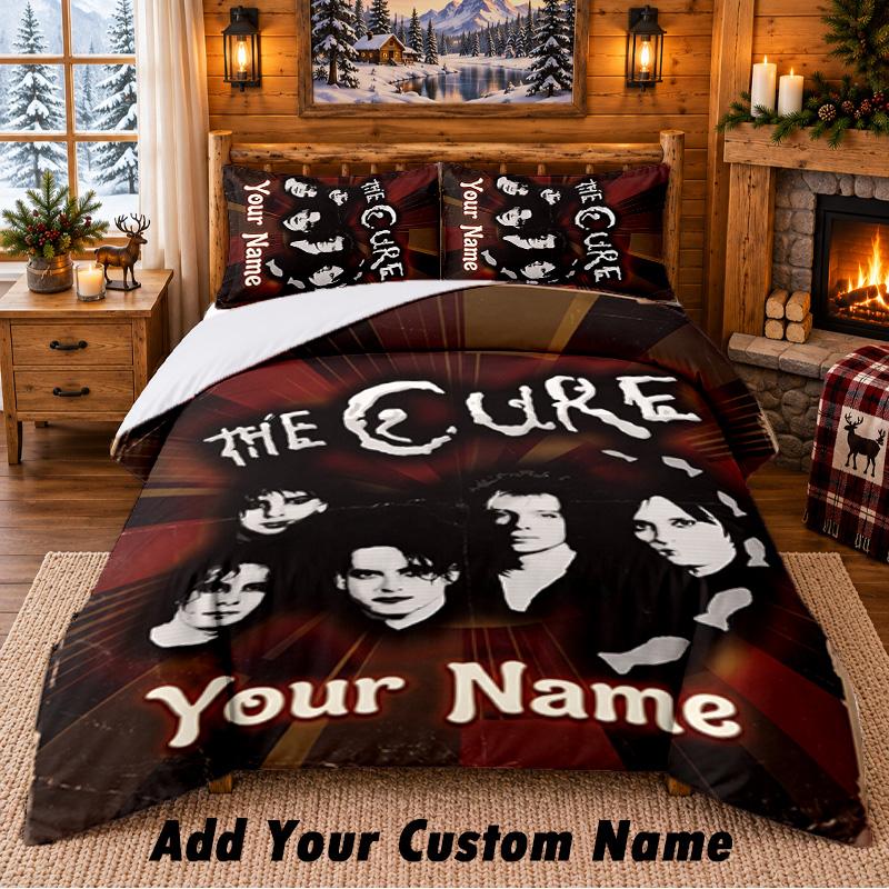 The Cure Pattern Bedding 3Pcs Set Custom Name, Bed Sheet And Pillowcases For Home Bedroom
