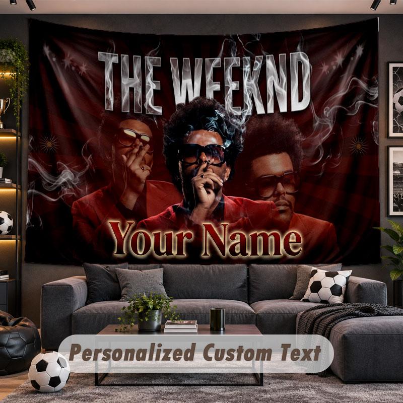 Wall Hanging Tapestry Custom NameThe Weeknd Pattern Personalized Printed Fabric Wall Decor
