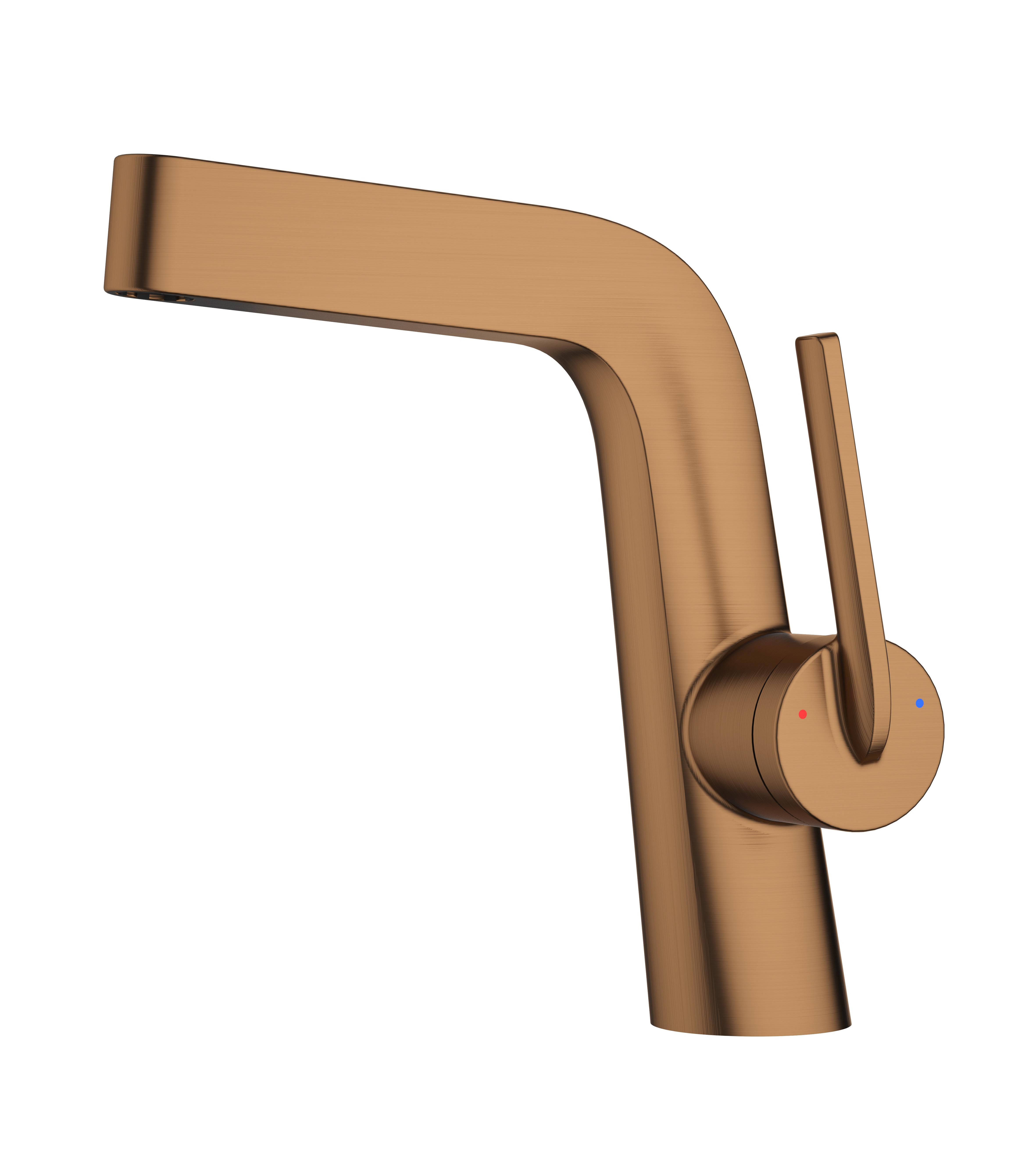 Brushed Rose Gold Blade L Shape Rotatable Liftable Vessel Sink Faucet Brass Bathroom Mixer Tap Durlite Cartridge (Rose Gold,Rose Gold) розового золота
