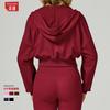 Autumn and winter zipper sports sweater hooded casual loose versatile sweater women's running fitness sportswear