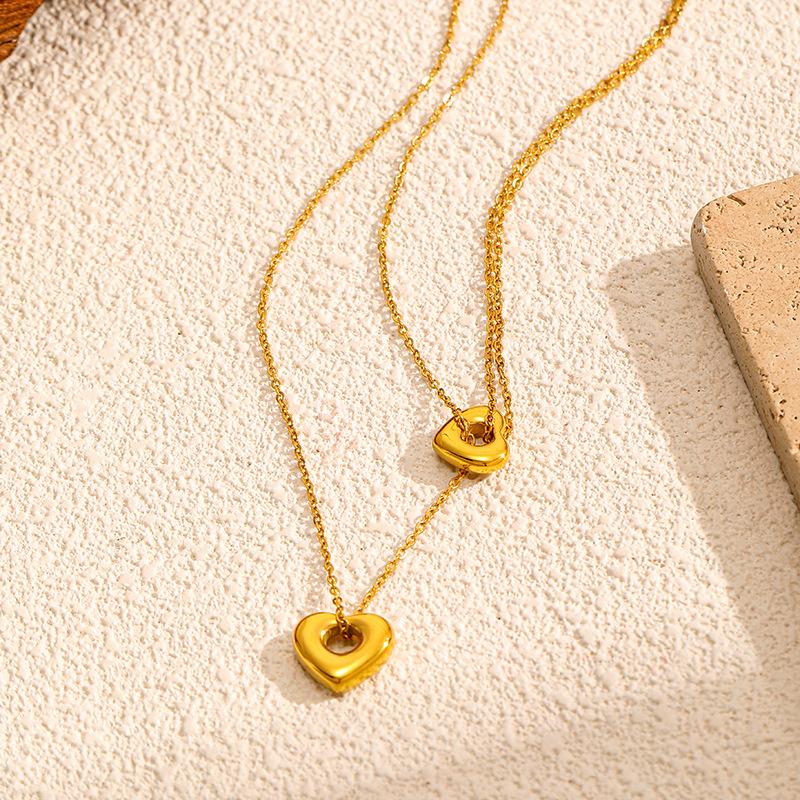 Stacked Love Titanium Steel Necklace Women's Light Luxury High-end Sense Collarbone Chain Does Not Fade Neck Chain Stainless Steel Sweater Chain Neckl