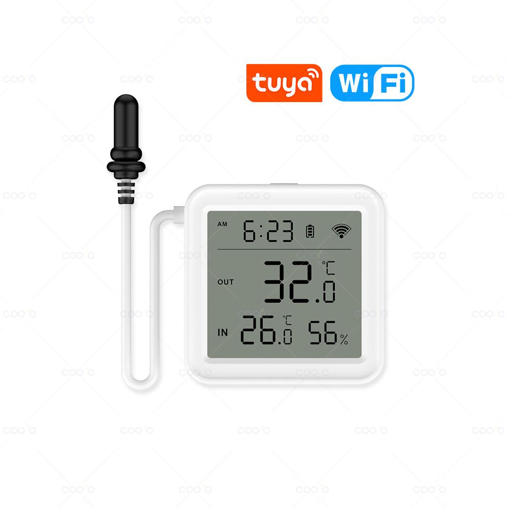 Tuya WiFi Zigbee Temperature Humidity Meter with External Probe Sensor Digital LCD Screen Thermometer for Fish Tank Freezer WiFi Version