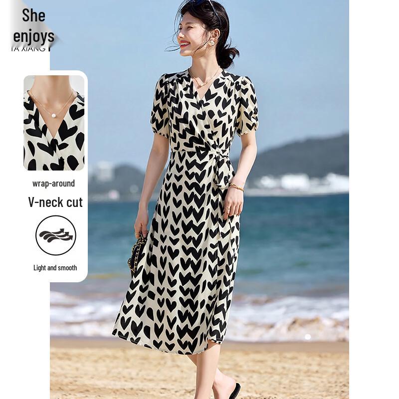 Women s Heart Floral Chiffon Midi Dress M