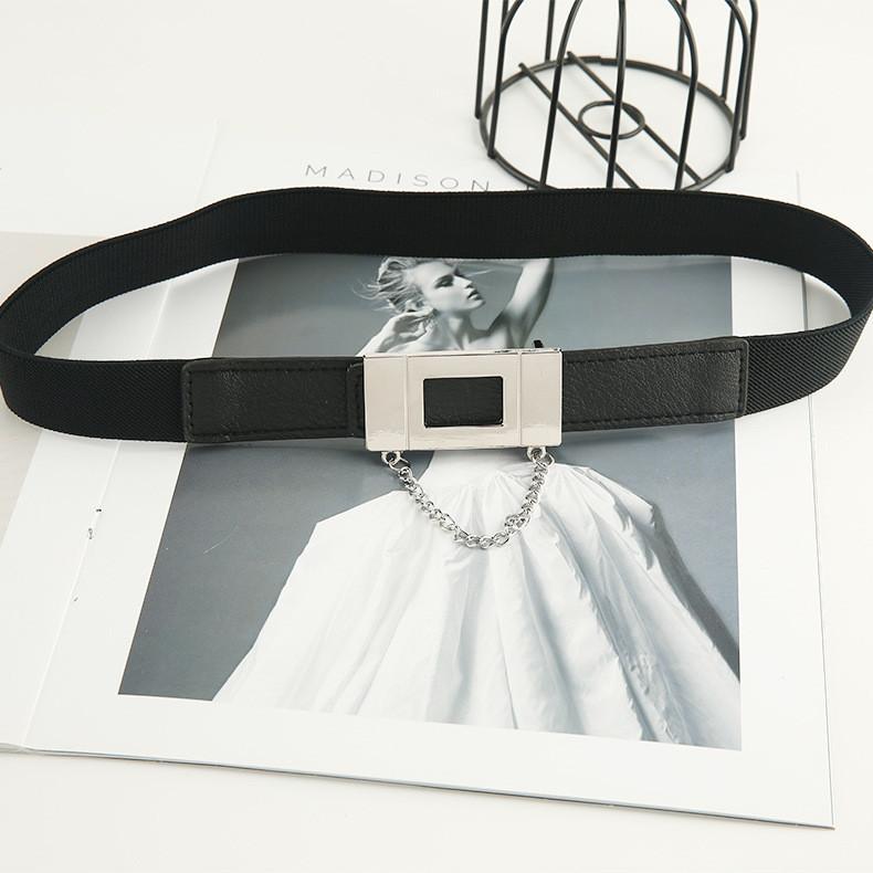 Fashionable Elastic Metal Waist Belt Women's Dress Suit Belt Autumn Winter Black In Stock