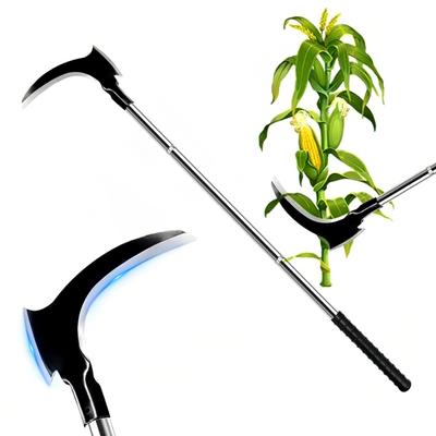 Sickle Weeding Tool Long Handle Manual Weeder with Double Blade Head Garden Hand Tool for Weeding Farm Harvesting Clearing Vines