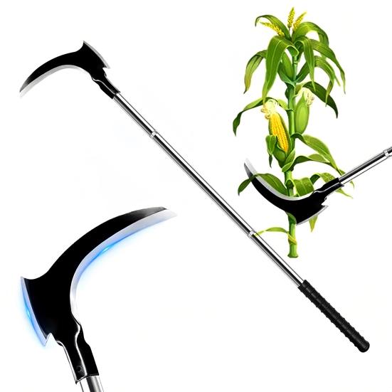 Sichel-Unkrautstecher Langstiel Manuelles Unkrautvernichtungswerkzeug mit Doppelklingenkopf Gartenhandwerkzeug zum Jäten Ernte auf dem Bauernhof Entfernen von Ranken