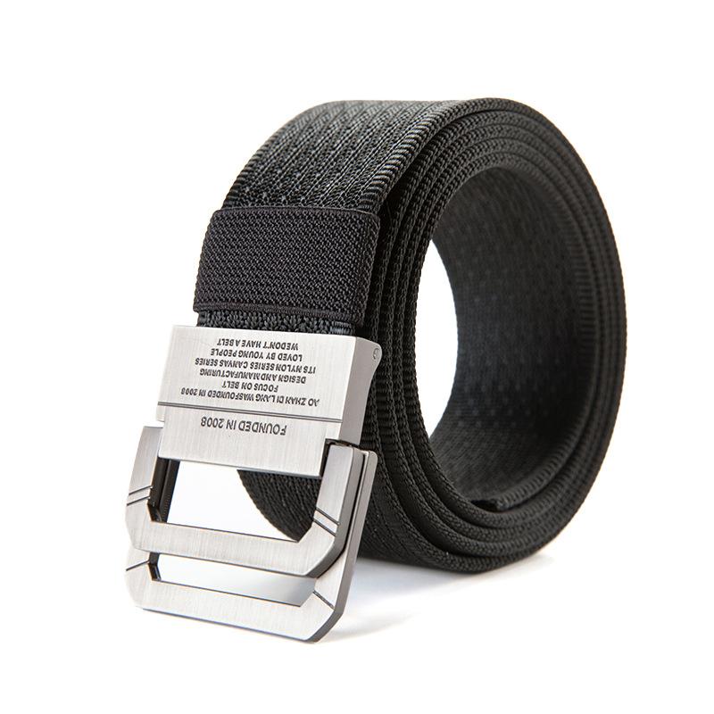 

Полотняний ремінь Чоловічий ремінь з подвійною кільцевою пряжкою Ins Жіночий брючний ремінь Tide Корейська версія пояса для роботи на відкритому повітрі 120cm чорний