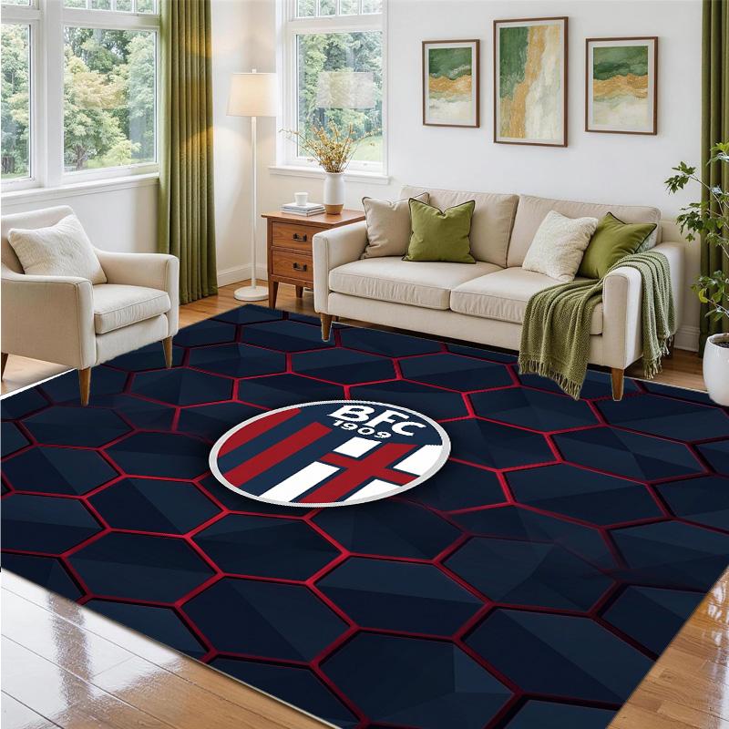 Bologna FC Design Crystal Velvet Rug Soft Decorative Mat for Bedroom Entrance