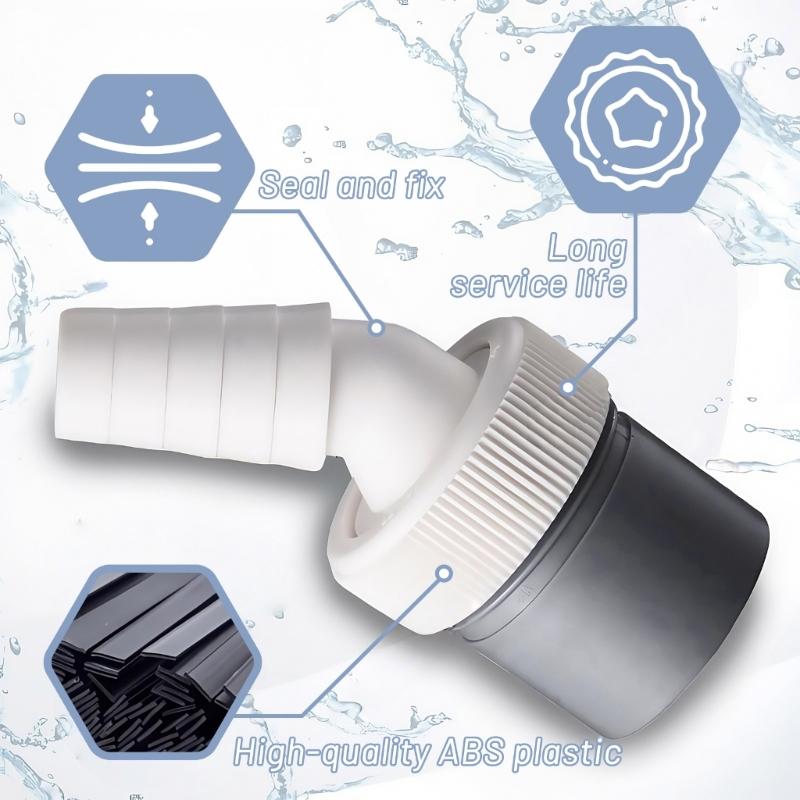 Washing Machine Drain Connector Plastic Construction with Corrosion Resistant Hose Clamp for Dishwasher Dryer Sink