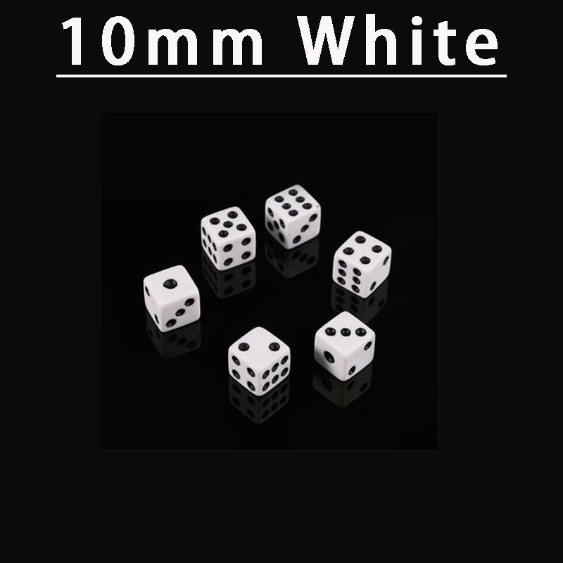 50PCS 8MM 10MM Square Point Dice Puzzle Game Send Children 6 Sided Dice DIY Game Accessory Small Size 8mm Black White Cube