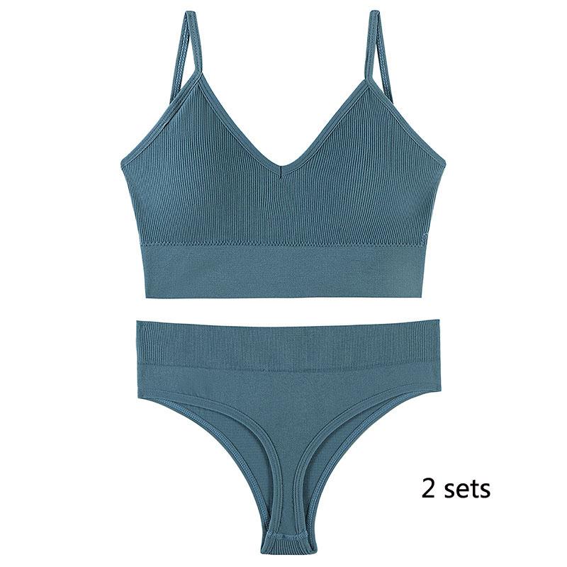 Underwear Set Lingerie Female Sexy Halter Beauty Tank Top Thin Section French Triangle Cup Without Steel Ring Gathered Bra Set