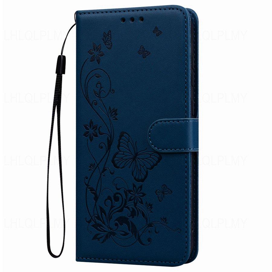 Sommerfugl Lær Flip Telefonveske For Samsung Galaxy A36 A56 5G A26 A16 Honor X9C X7C Xiaomi Redmi Note 13 14 Pro Stropp Lommebok Bok Kortspor Deksel