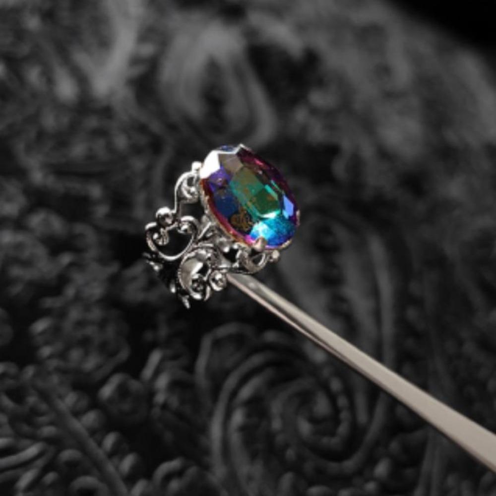 Fashion Classic Sliver Color Hollowed-out Baroque Crystal Cocktail Ring Opening Rings for Women Men Luxury Charm Jewelry Gifts