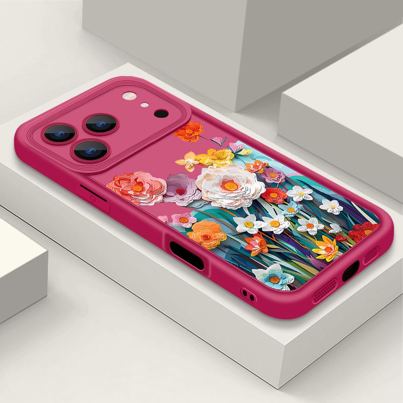 Floral Pattern Case For iPhone 17 Pro Max Shockproof Soft Silicone Bumper Cover For iPhone 16 15 Pro Max 14 13 11 16E 17E