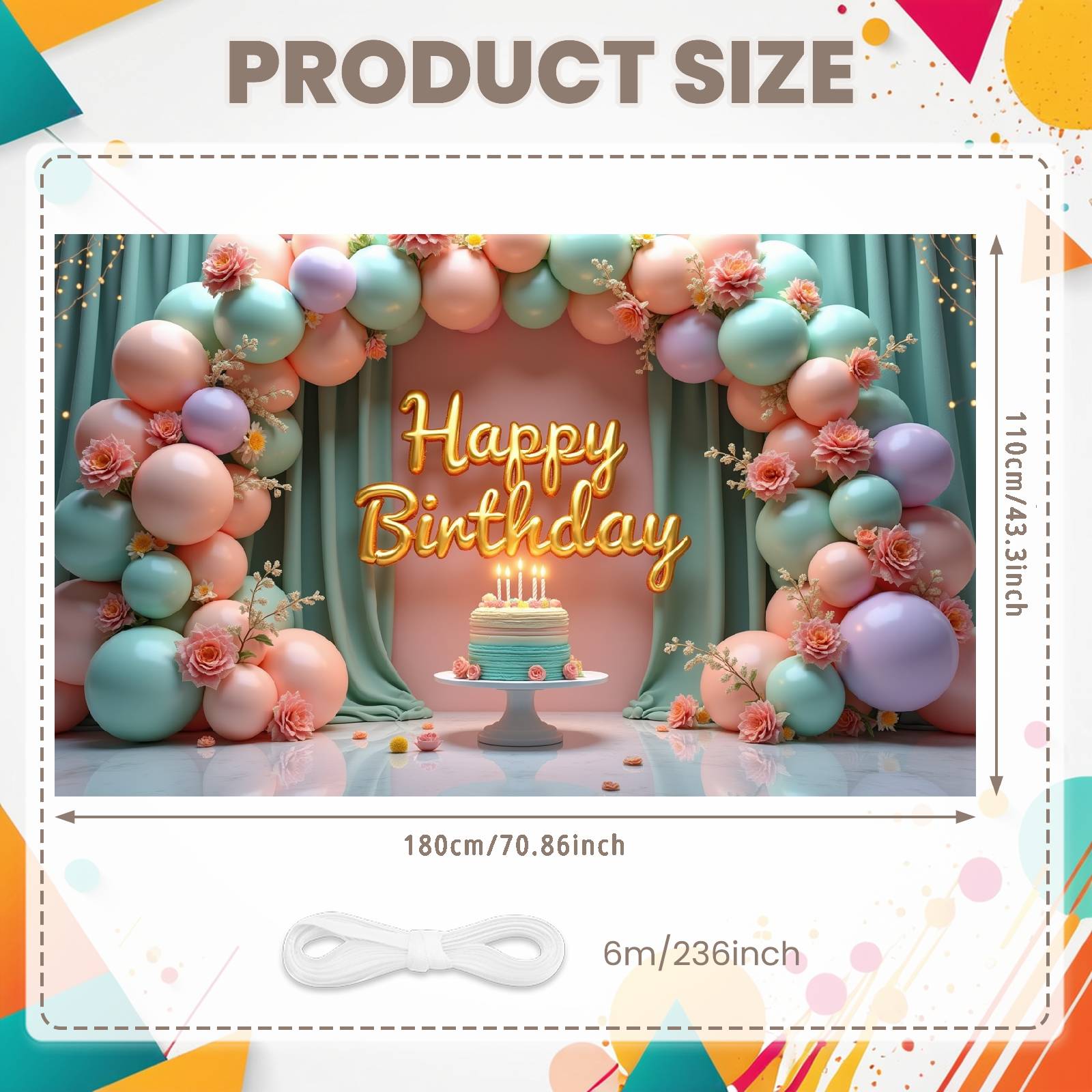 

Birthday Decor Banner Festive Celebration Display Joyful Display Floral Decorations Birthday Party Backdrop For Birthday