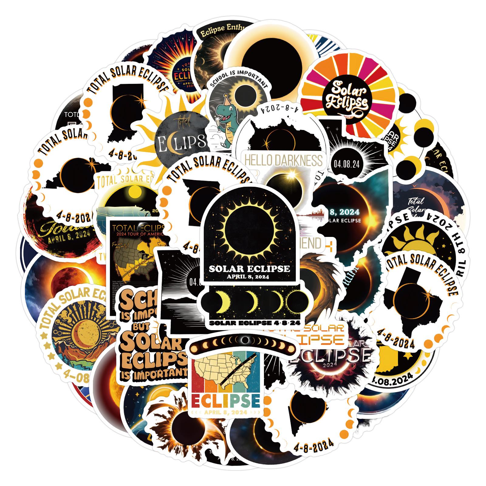 

55 New Solar Eclipse Graffiti Stickers Decorate Notebook Suitcase Stickers