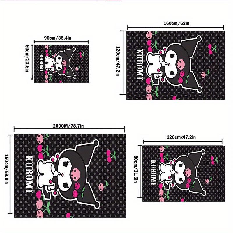 1pc Sanrio Kuromi Mermaid Printed Office Carpet Rectangle Rug Under The Table,Perfect Room Decor for Living Room, Bedroom, Kitchen, Non-slip Floor Mat