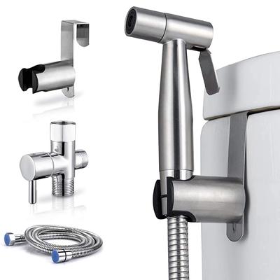 Handheld Toilet Bidet Faucet Sprayer Stainless Steel Bathroom Hand Bidet Spraye Set Toilet Self Cleaning Shower Head No Punch