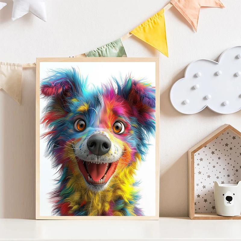 Funny Cute Colorful Pet Portrait Puppy Kitten Posters and Prints Canvas Printing Wall Art Picture for Living Room Home Decor