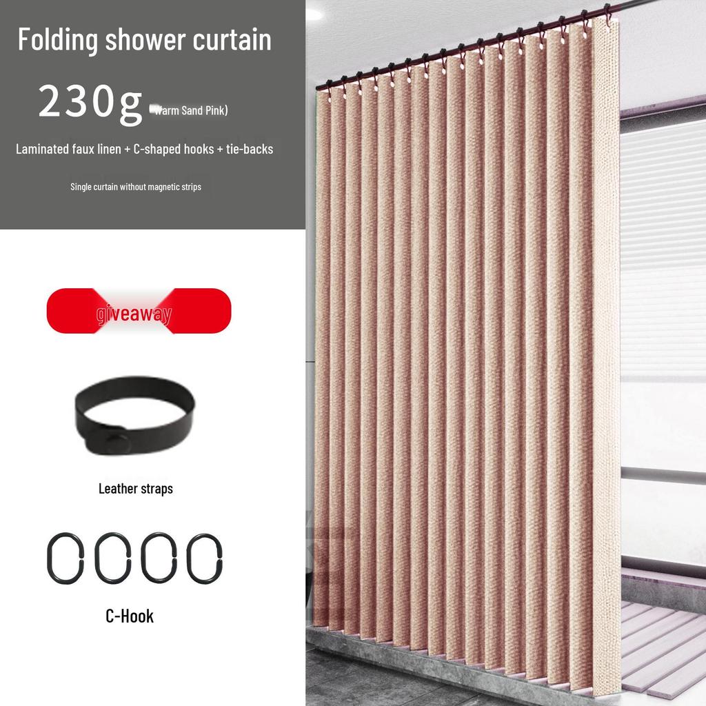 Vattentätt Vikbart Duschdraperi för Toaletter och Badrum, Stansfri Imitation Linne Avdelare.
