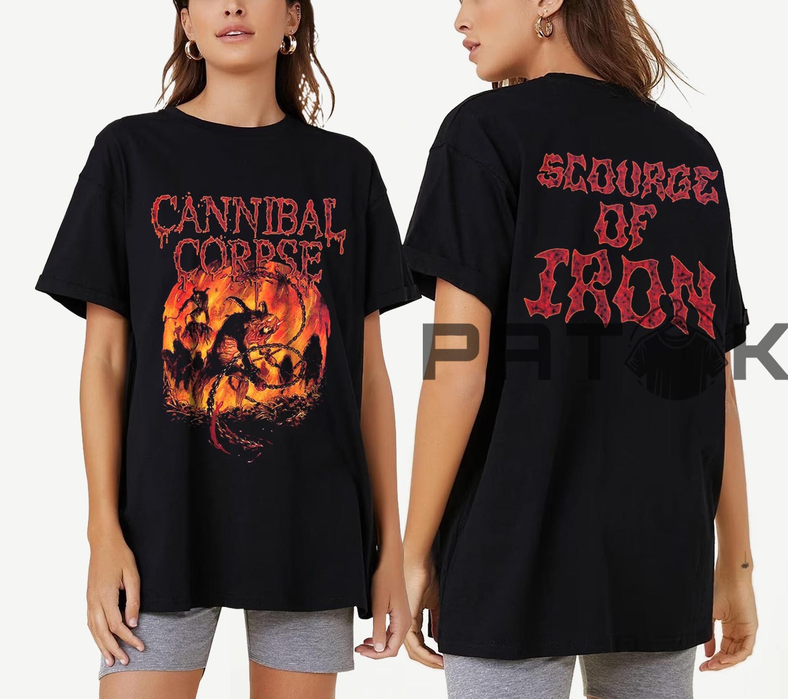 Cannibal Corpse - Scourge of Iron T-Shirt, Death Metal Band Fan Merch Shirt, 90s Retro Casual Unisex T-Shirt 2XL