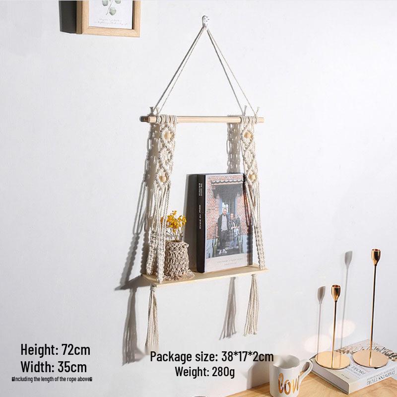 Bohemian Hand-Woven Tapestry Wall Shelf & Flower Pot Rack