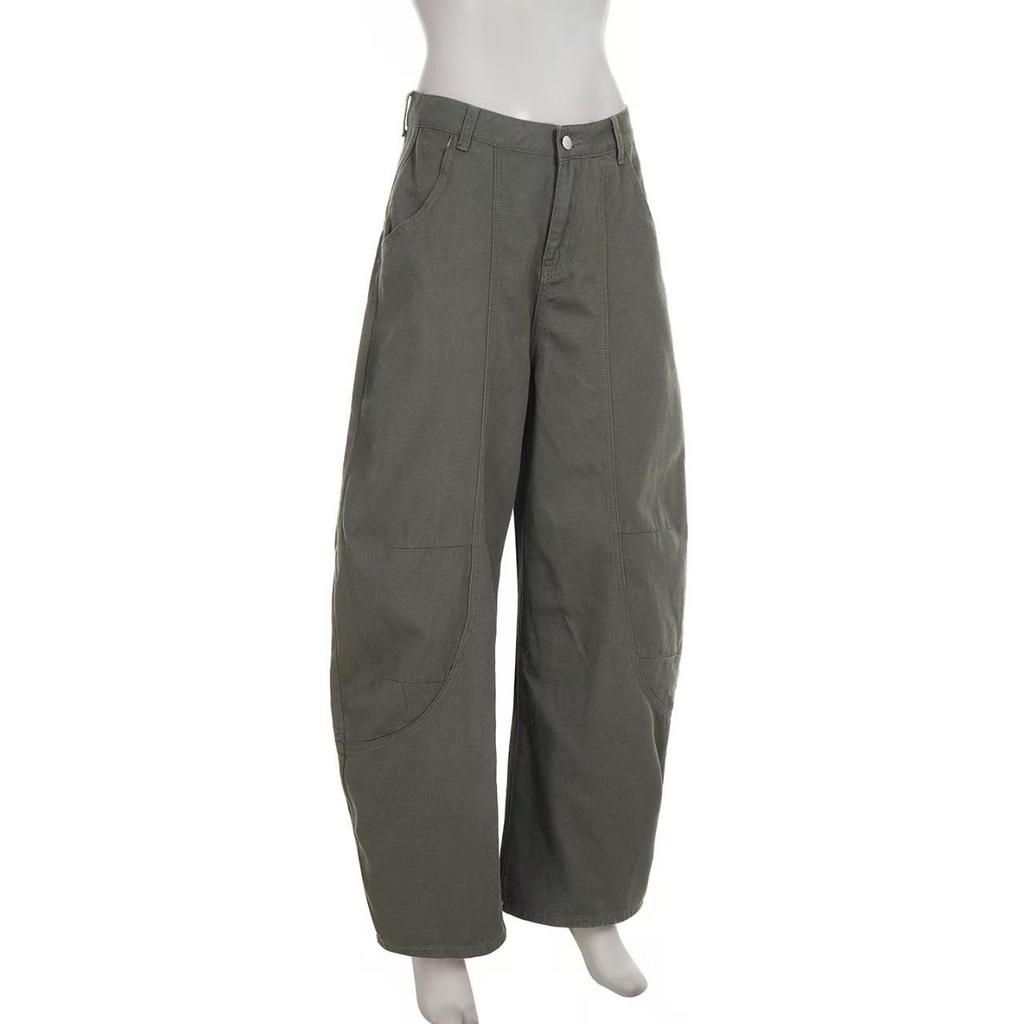 2025 Chic Street Style: Loose Wide-Leg Spliced Denim Pants