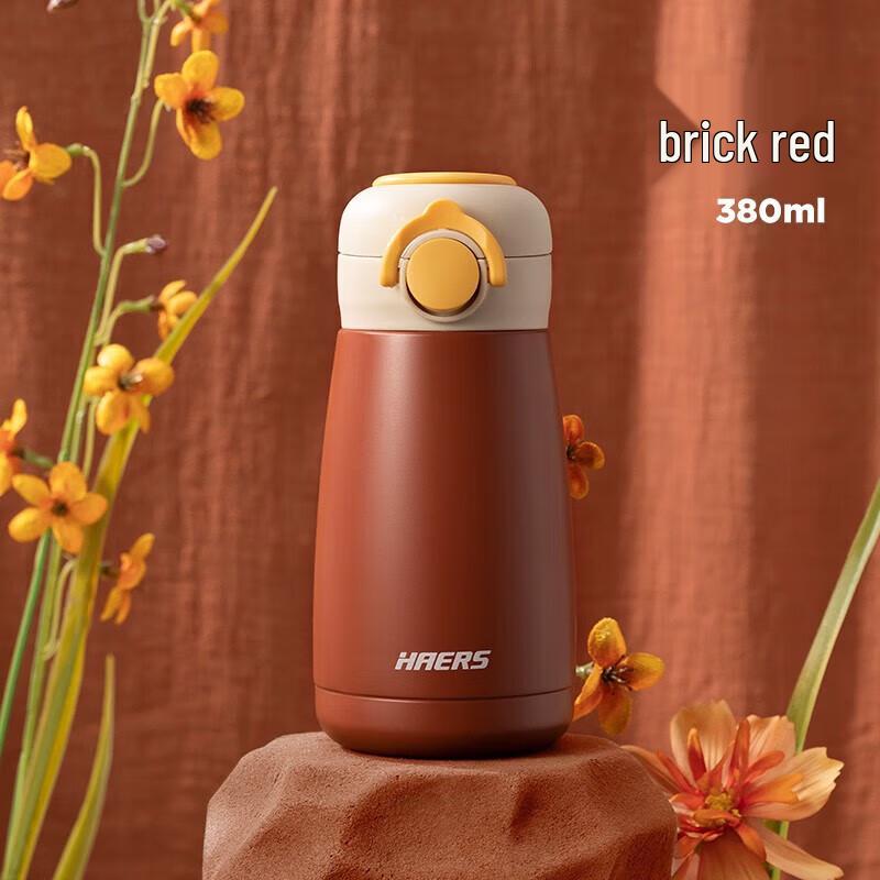 HAERS 304 Stainless Steel 380ml Portable Vacuum Flask with Pop-up Lid