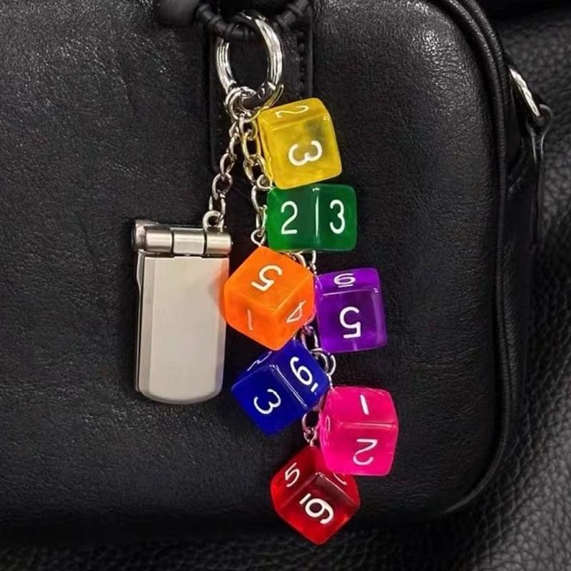 Miniature Phone Charm Keychain Handmade Bag Pendant Dices String Bowknot Beaded Keyring Fashion Backpack Accessory