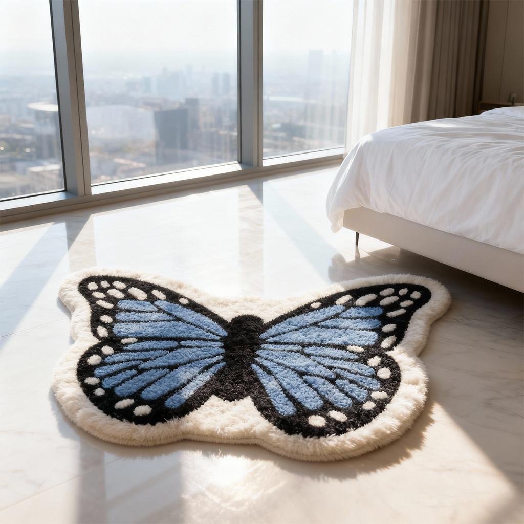 70*100cm Butterfly-shaped Faux Cashmere Rug, Skin-friendly And Comfortable Bedside Blanket