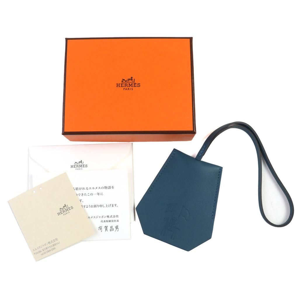 Pristine HERMES Bag charm Years Gift Key Clochette Navy system leather Women Used