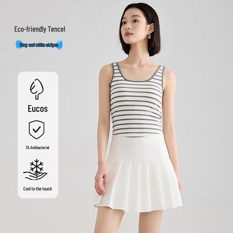 Ovieice Women's Plus Size Ice Silk Backless Tank Top with Built-in Bra Pads