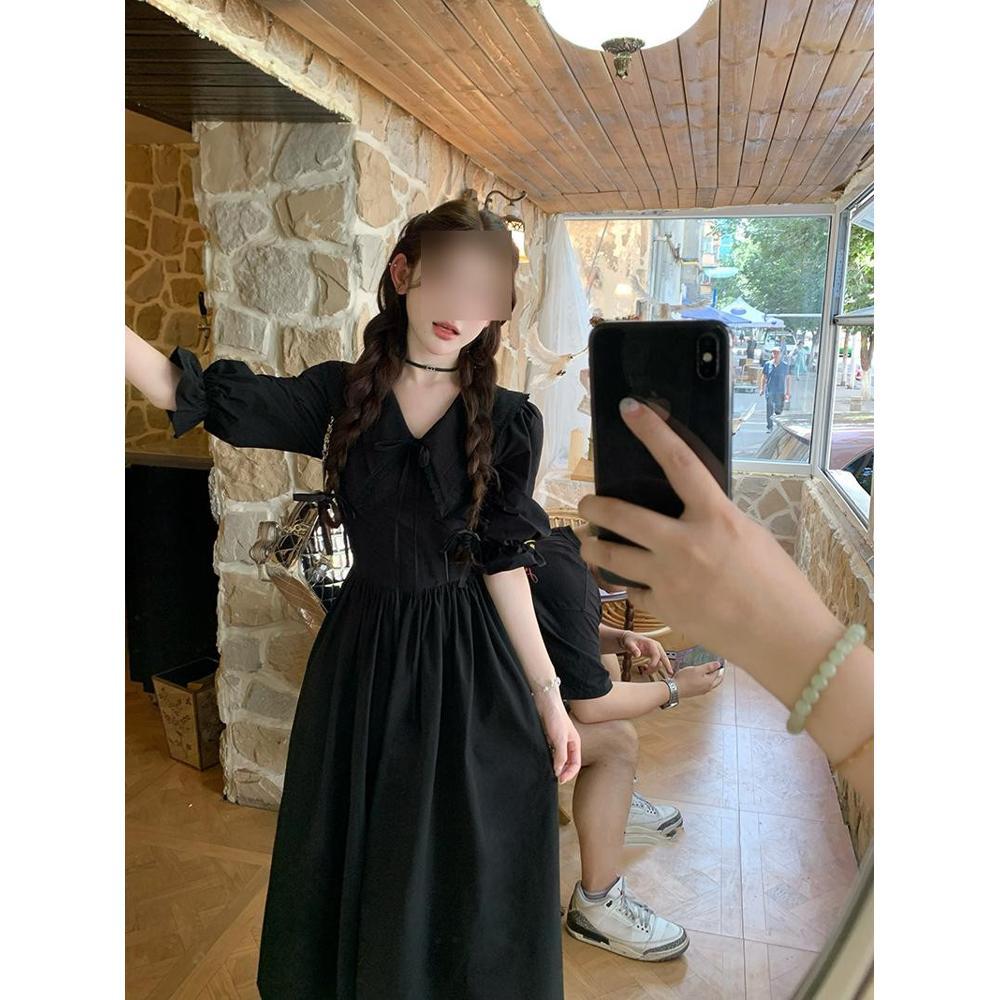 

Ранним летом новое повседневное темпераментное длинное платье черное платье с V-образным вырезом и длинными рукавами детский год XL- (recommended 110-60kg)