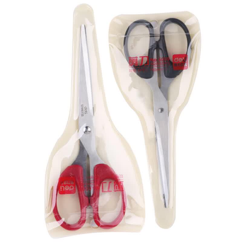 Deli 33215 180mm Scissors 2-Pack (Black & Red)